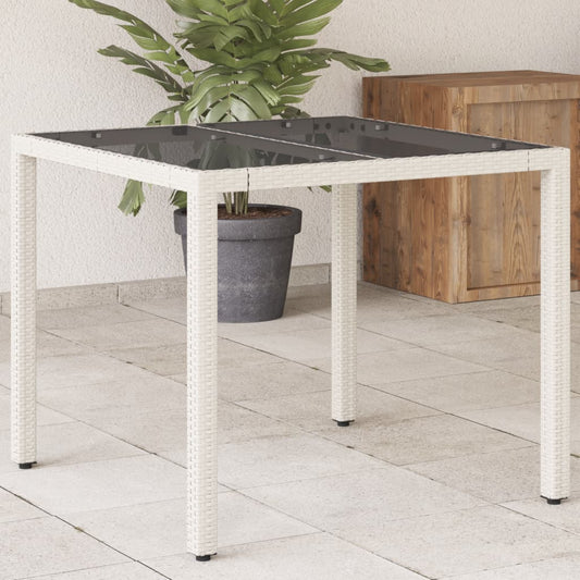 Tavolo Giardino Con Piano Vetro 90X90X75 Cm Polyrattan