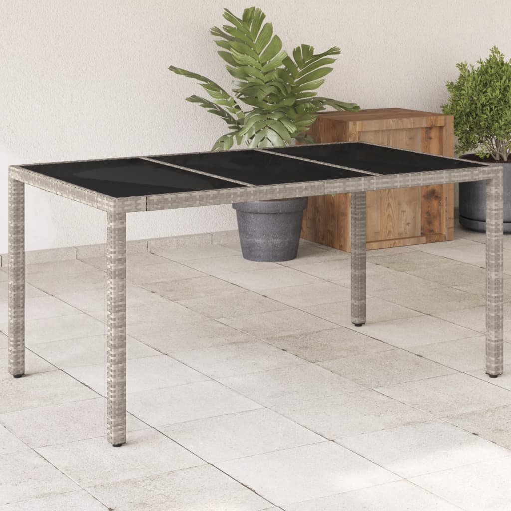 Tavolo Da Giardino Piano In Vetro 150X90X75 Cm Polyrattan