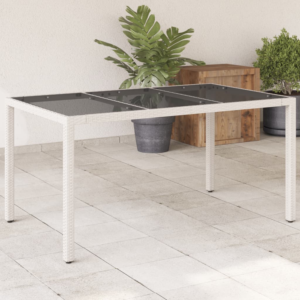 Tavolo Da Giardino Piano In Vetro 150X90X75 Cm Polyrattan