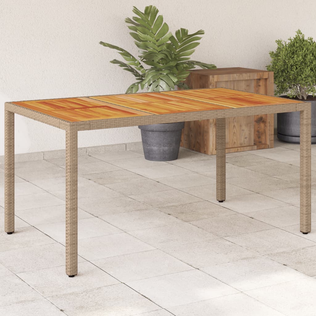 Tavolo Giardino Piano Legno Acacia 150X90X75 Polyrattan