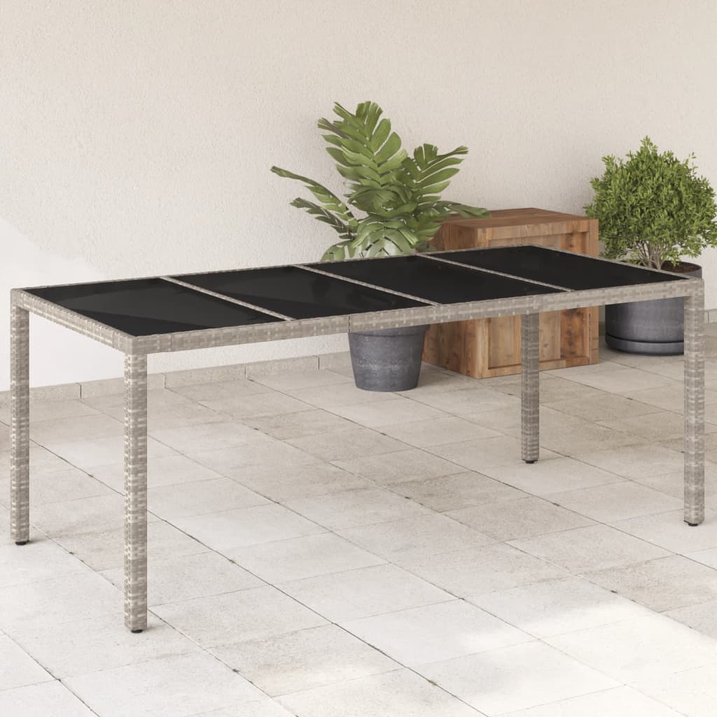 Tavolo Da Giardino Piano In Vetro 190X90X75Cm Polyrattan