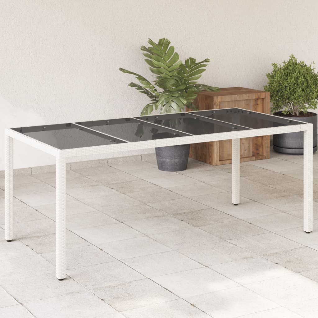 Tavolo Da Giardino Piano In Vetro 190X90X75Cm Polyrattan