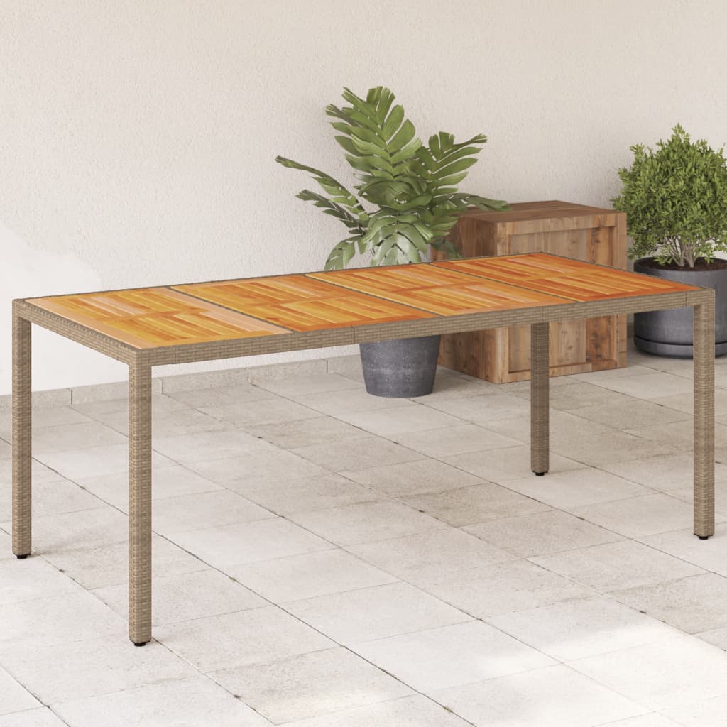 Tavolo Giardino Piano Legno Acacia 190X90X75 Cm Polyrattan