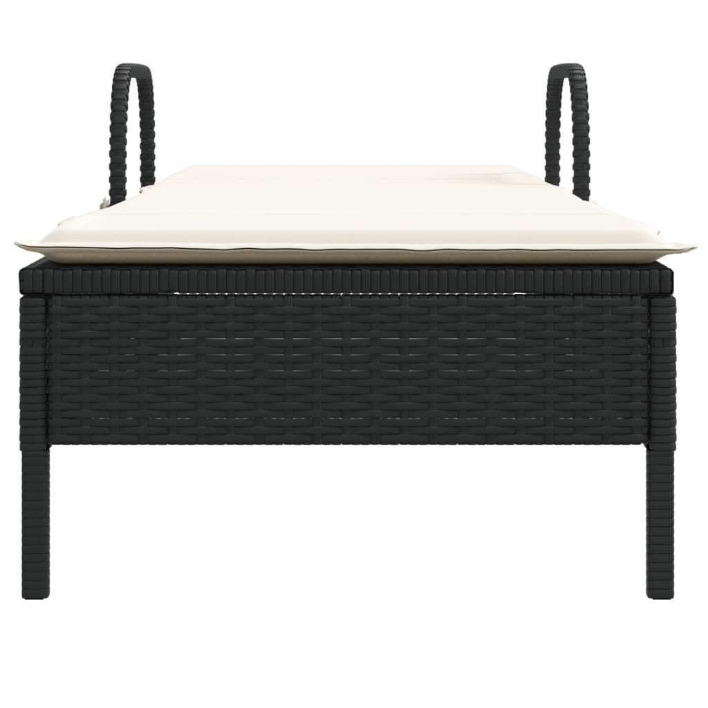 Lettino Prendisole Con Ruote E Cuscino In Polyrattan