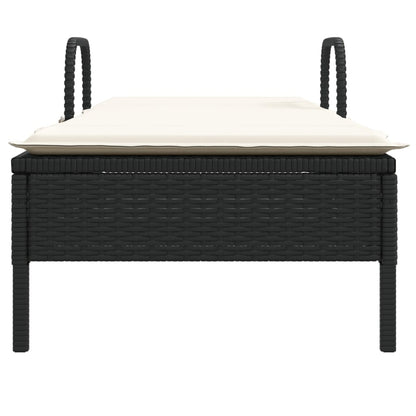 Lettino Prendisole Con Ruote E Cuscino In Polyrattan