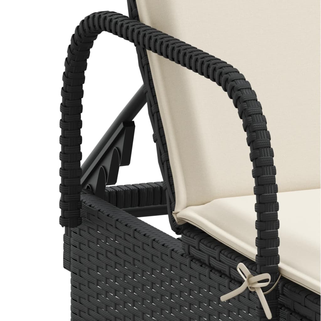 Lettino Prendisole Con Ruote E Cuscino In Polyrattan