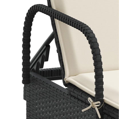 Lettino Prendisole Con Ruote E Cuscino In Polyrattan
