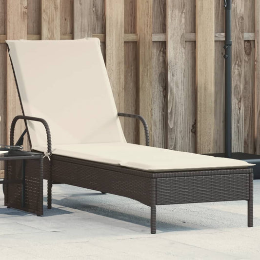 Lettino Prendisole Con Ruote E Cuscino In Polyrattan