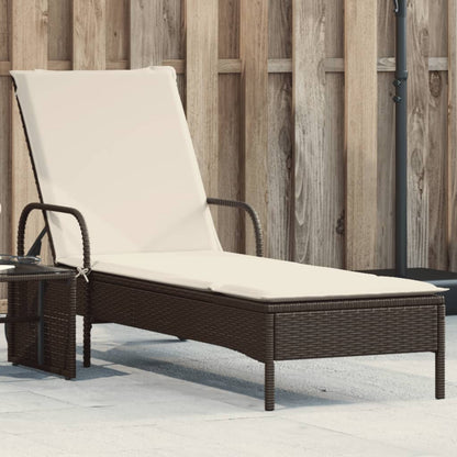 Lettino Prendisole Con Ruote E Cuscino In Polyrattan
