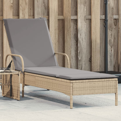 Lettino Prendisole Con Ruote E Cuscino In Polyrattan