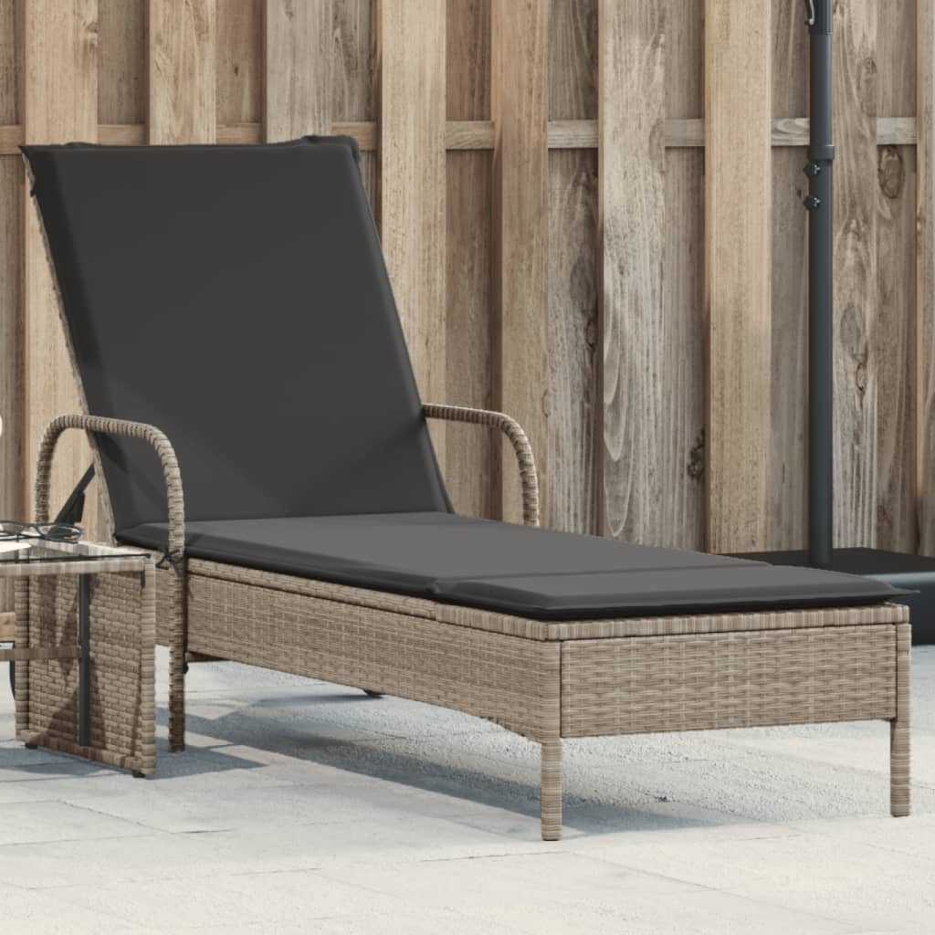 Lettino Prendisole Con Ruote E Cuscino In Polyrattan