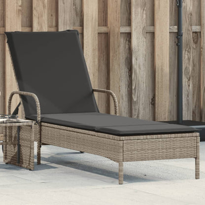 Lettino Prendisole Con Ruote E Cuscino In Polyrattan