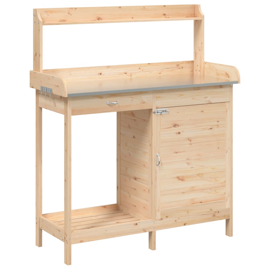 Tavolo Invaso Con Mobile 110,5X45X124,5Cm Massello Abete