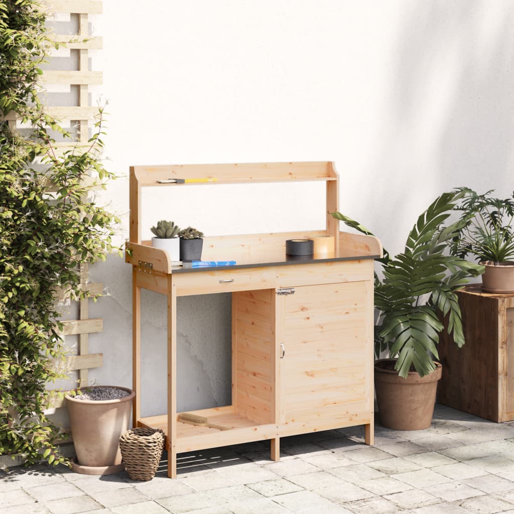 Tavolo Invaso Con Mobile 110,5X45X124,5Cm Massello Abete