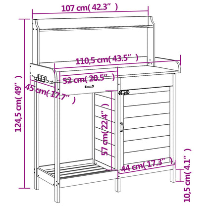 Tavolo Invaso Con Mobile 110,5X45X124,5Cm Massello Abete