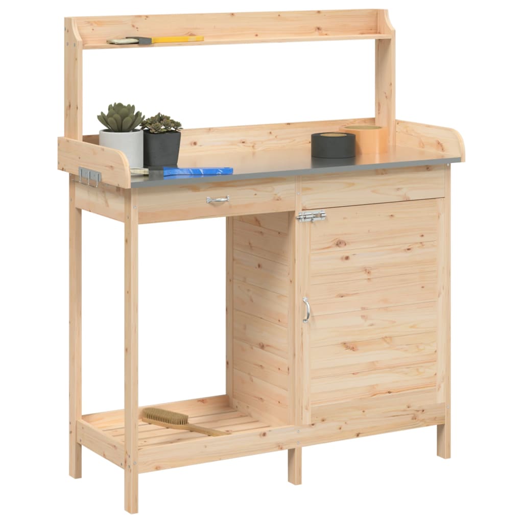 Tavolo Invaso Con Mobile 110,5X45X124,5Cm Massello Abete