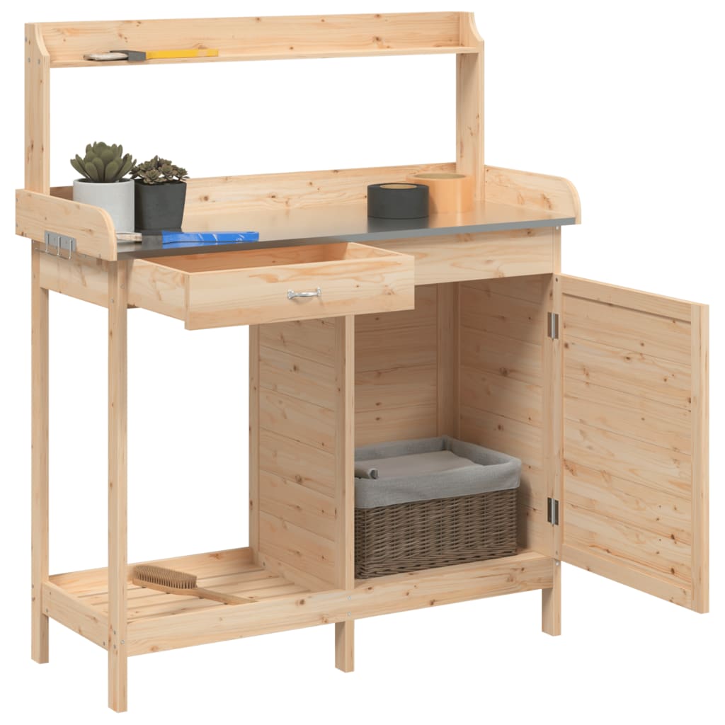 Tavolo Invaso Con Mobile 110,5X45X124,5Cm Massello Abete