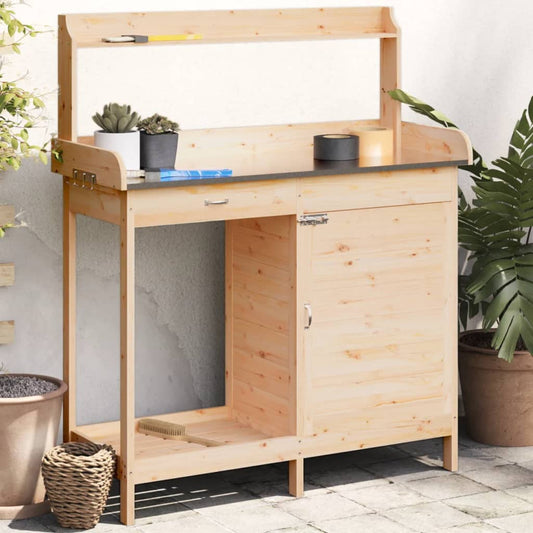 Tavolo Invaso Con Mobile 110,5X45X124,5Cm Massello Abete