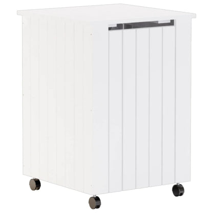 Cesta Biancheria Con Ruote Rana Bianca 45X45X64Cm Massello Pino