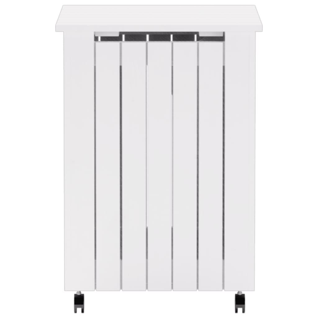 Cesta Biancheria Con Ruote Rana Bianca 45X45X64Cm Massello Pino