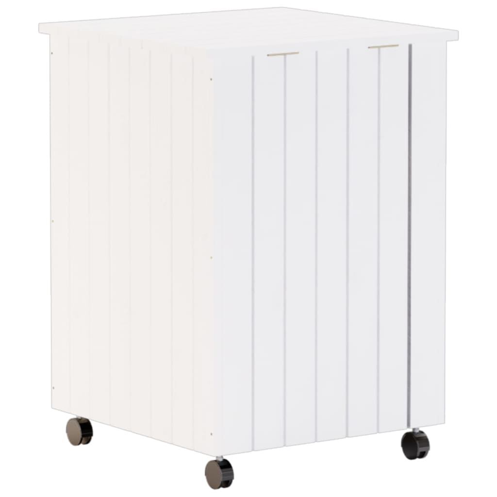 Cesta Biancheria Con Ruote Rana Bianca 45X45X64Cm Massello Pino