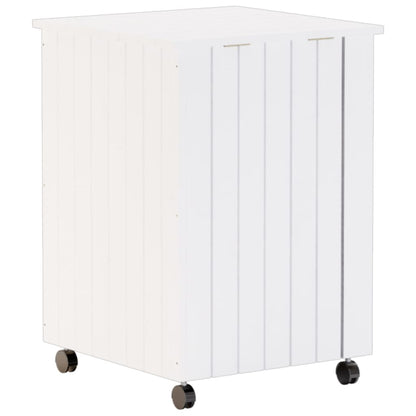 Cesta Biancheria Con Ruote Rana Bianca 45X45X64Cm Massello Pino
