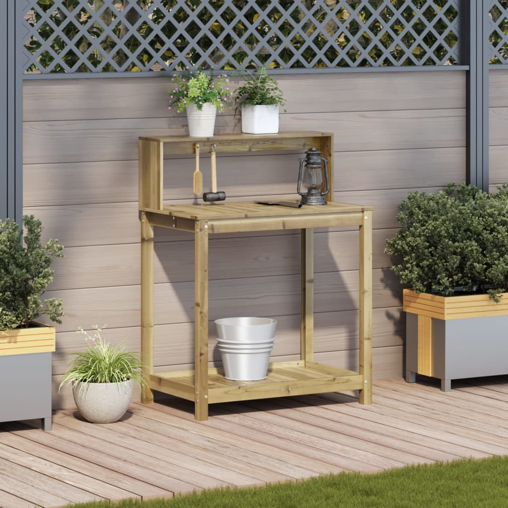 Tavolo Invaso Con Ripiani 82,5X50X109,5Cm Legno Impregnato Pino