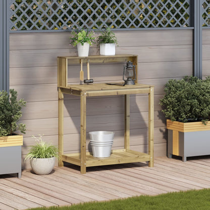 Tavolo Invaso Con Ripiani 82,5X50X109,5Cm Legno Impregnato Pino