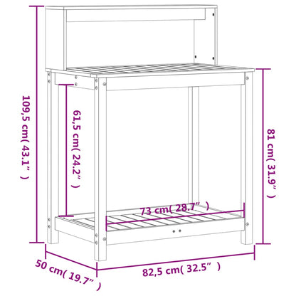 Tavolo Invaso Con Ripiani 82,5X50X109,5Cm Legno Impregnato Pino