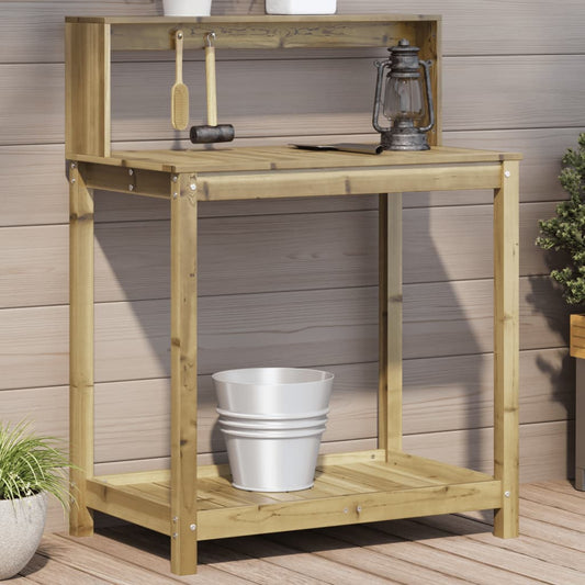 Tavolo Invaso Con Ripiani 82,5X50X109,5Cm Legno Impregnato Pino