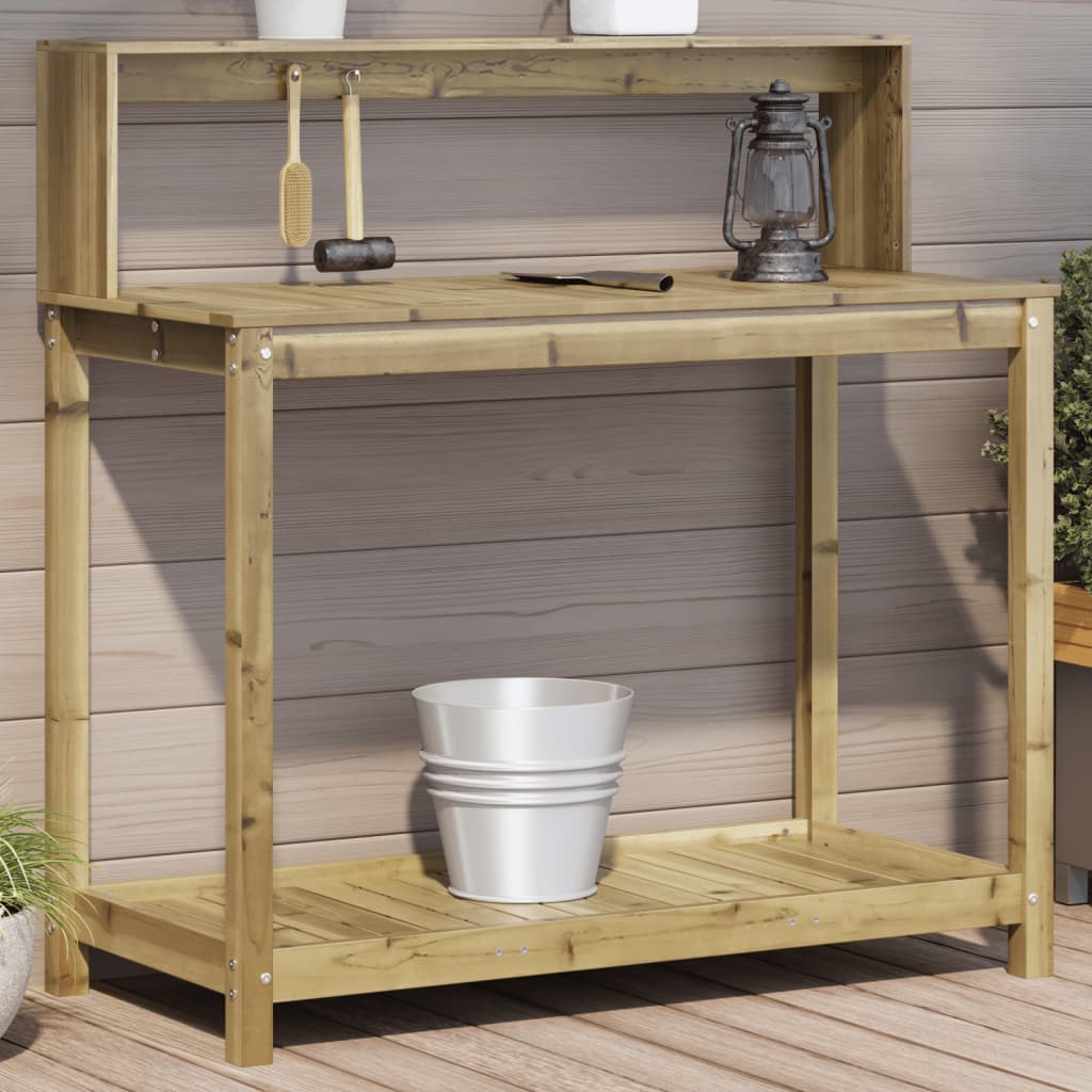 Tavolo Invaso Con Ripiani 82,5X50X109,5Cm Legno Impregnato Pino