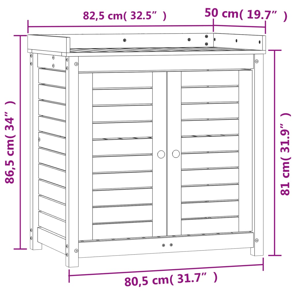 Tavolo Invaso Con Ripiani 82,5X50X86,5 Cm Massello Pino