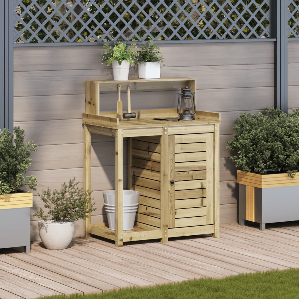 Tavolo Invaso Con Ripiani 82,5X50X109,5Cm Legno Impregnato Pino