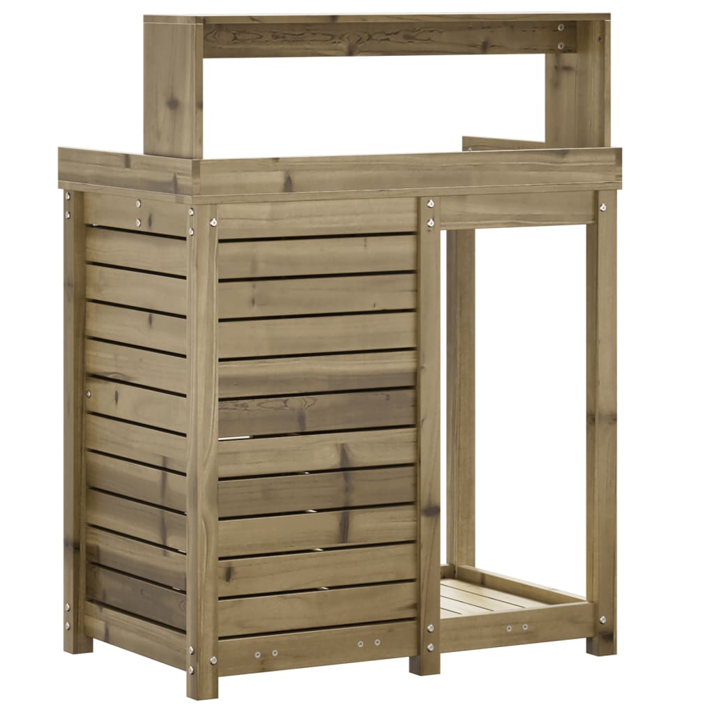 Tavolo Invaso Con Ripiani 82,5X50X109,5Cm Legno Impregnato Pino