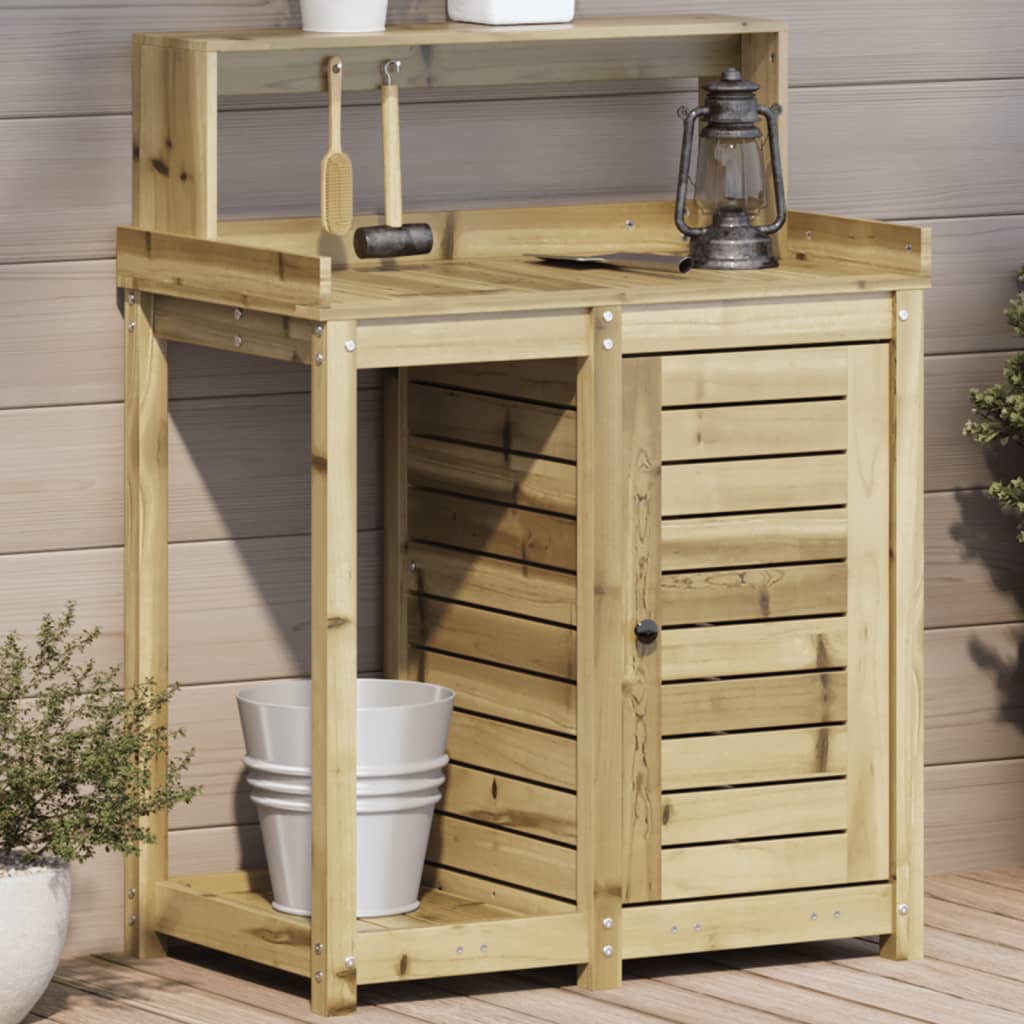 Tavolo Invaso Con Ripiani 82,5X50X109,5Cm Legno Impregnato Pino