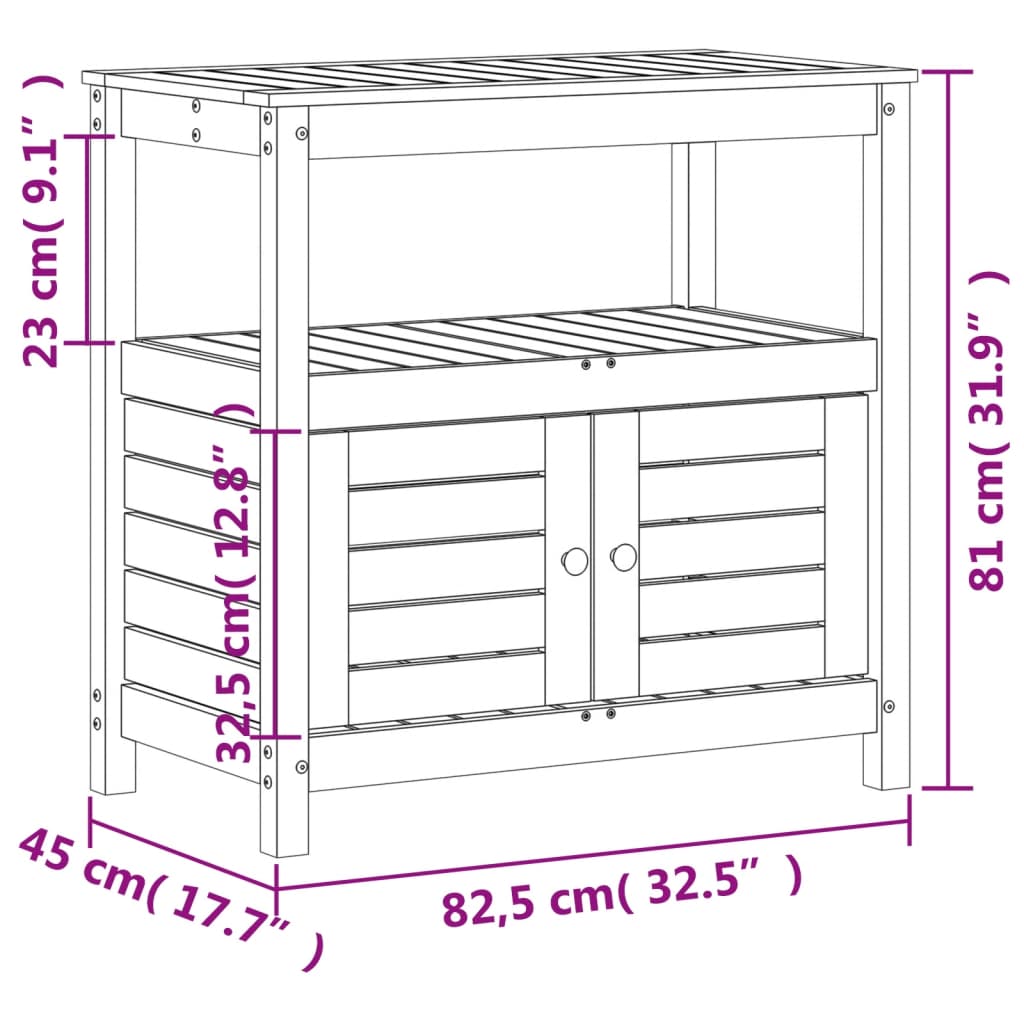 Tavolo Invaso Con Ripiani 82,5X45X81 Cm Legno Massello Douglas