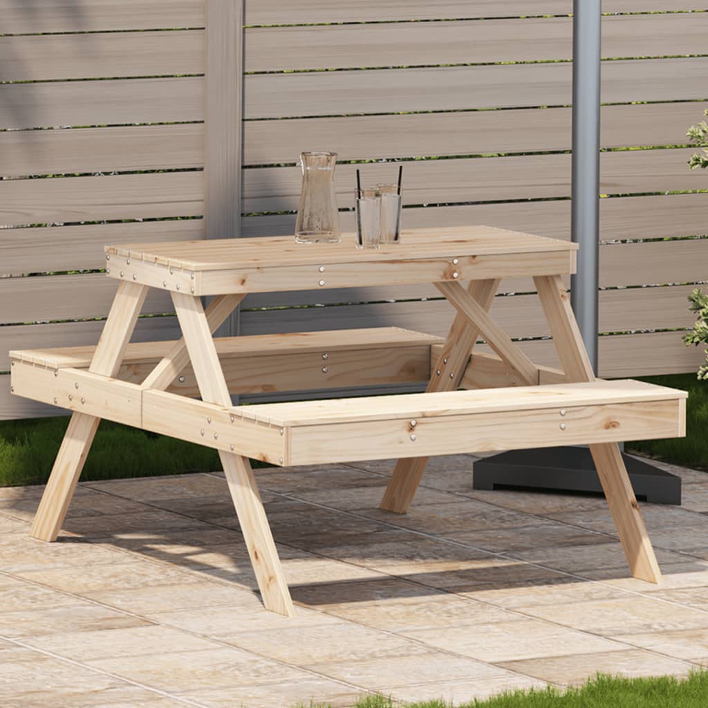Tavolo Da Picnic 105X134X75 Cm In Legno Massello Di Pino