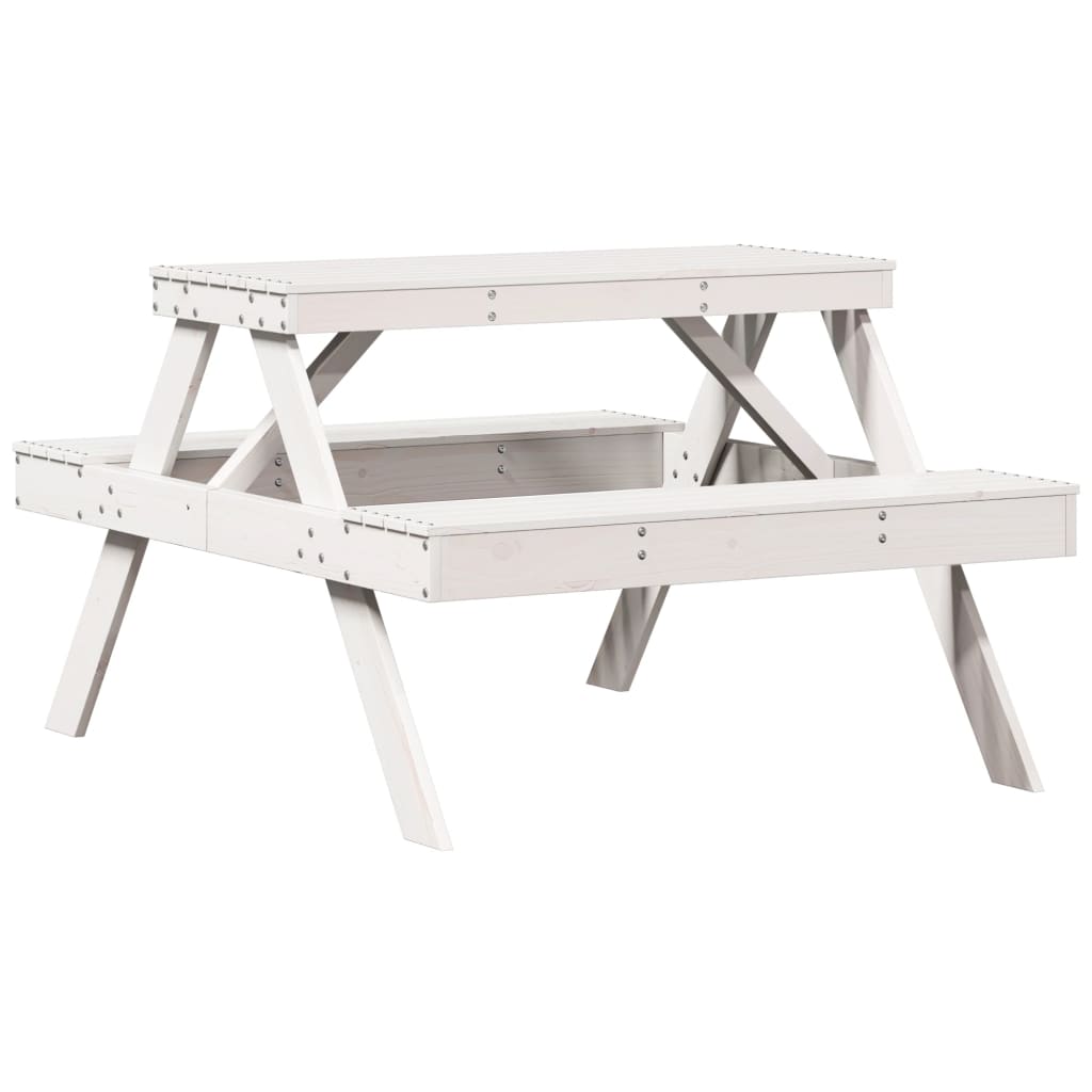 Tavolo Da Picnic 105X134X75 Cm In Legno Massello Di Pino
