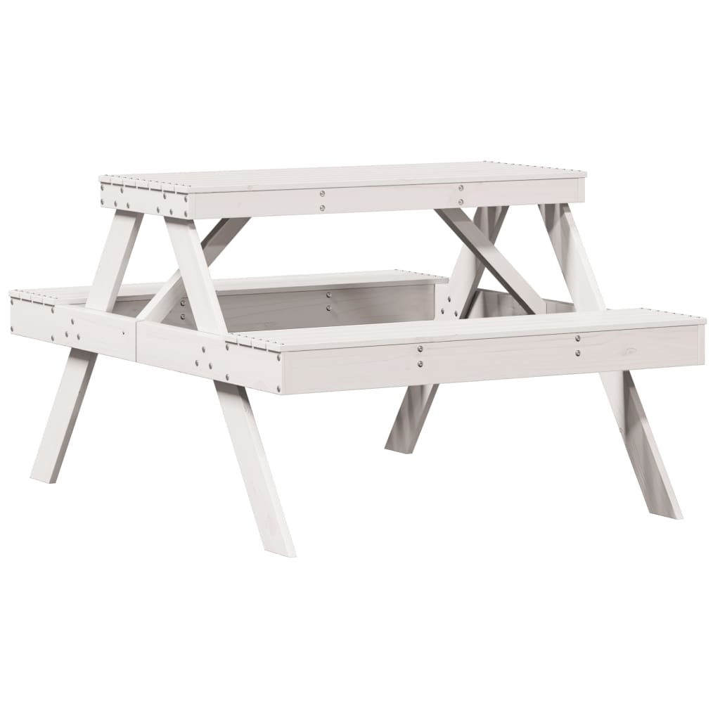 Tavolo Da Picnic 105X134X75 Cm In Legno Massello Di Pino