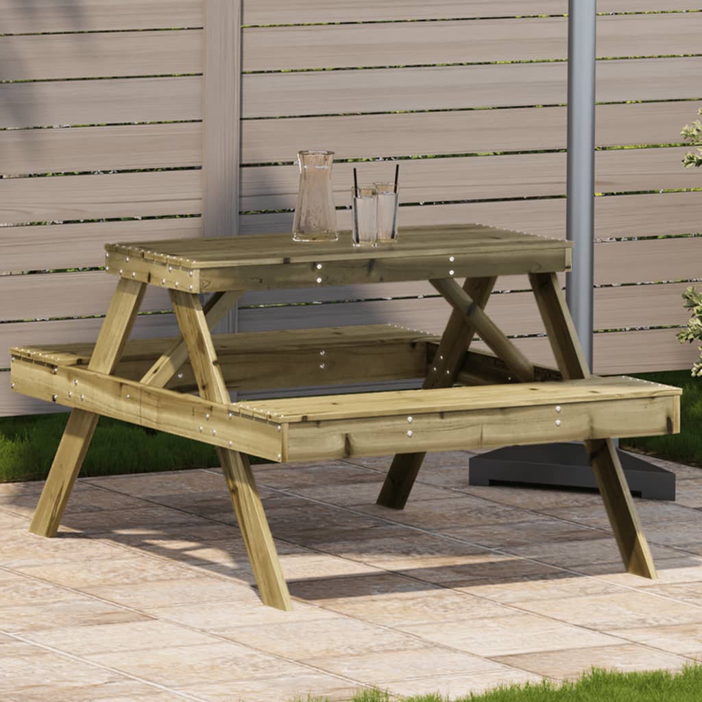 Tavolo Da Picnic 105X134X75 Cm In Legno Massello Di Pino