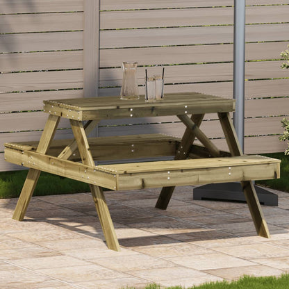 Tavolo Da Picnic 105X134X75 Cm In Legno Massello Di Pino