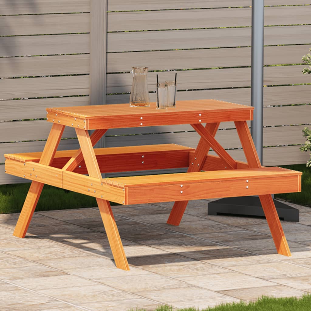 Tavolo Da Picnic 105X134X75 Cm In Legno Massello Di Pino