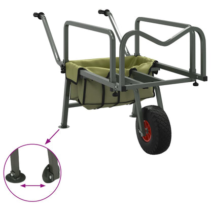 Carrello Da Pesca Verde Con Ruota Acciaio Verniciato A Polvere