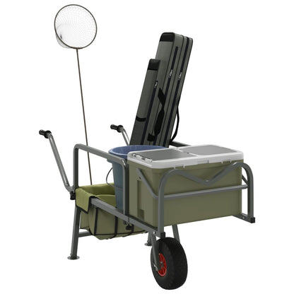 Carrello Da Pesca Verde Con Ruota Acciaio Verniciato A Polvere