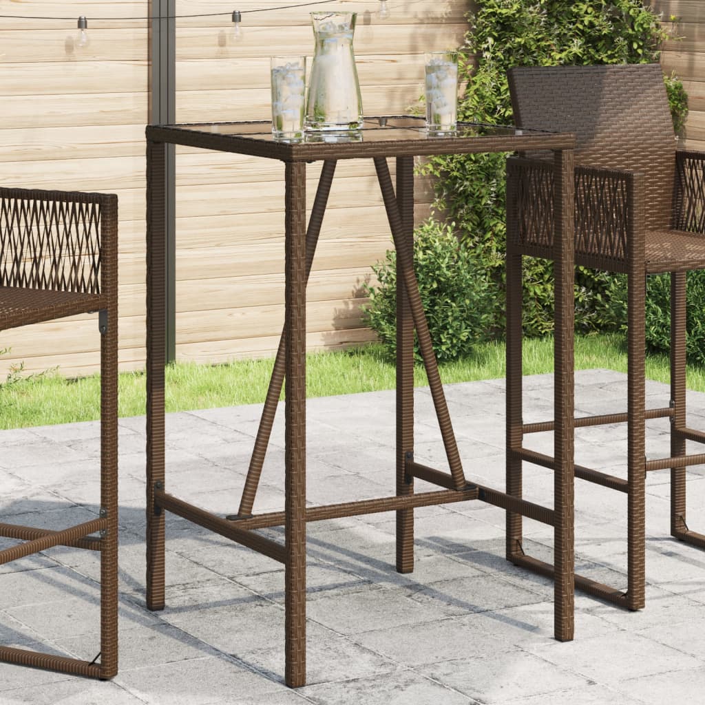 Tavolo Da Bar Con Piano In Vetro 110X70X110Cm Polyrattan