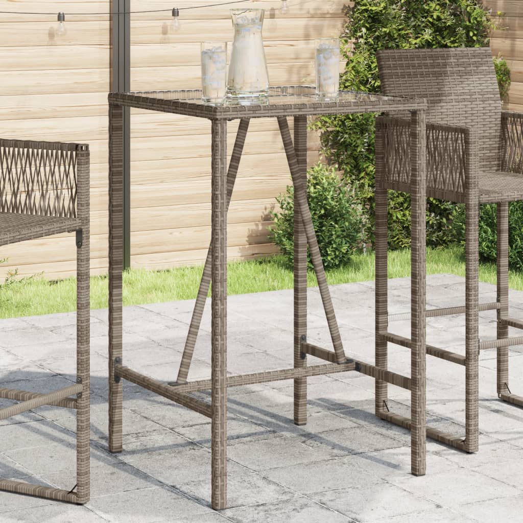 Tavolo Da Bar Con Piano In Vetro 110X70X110Cm Polyrattan