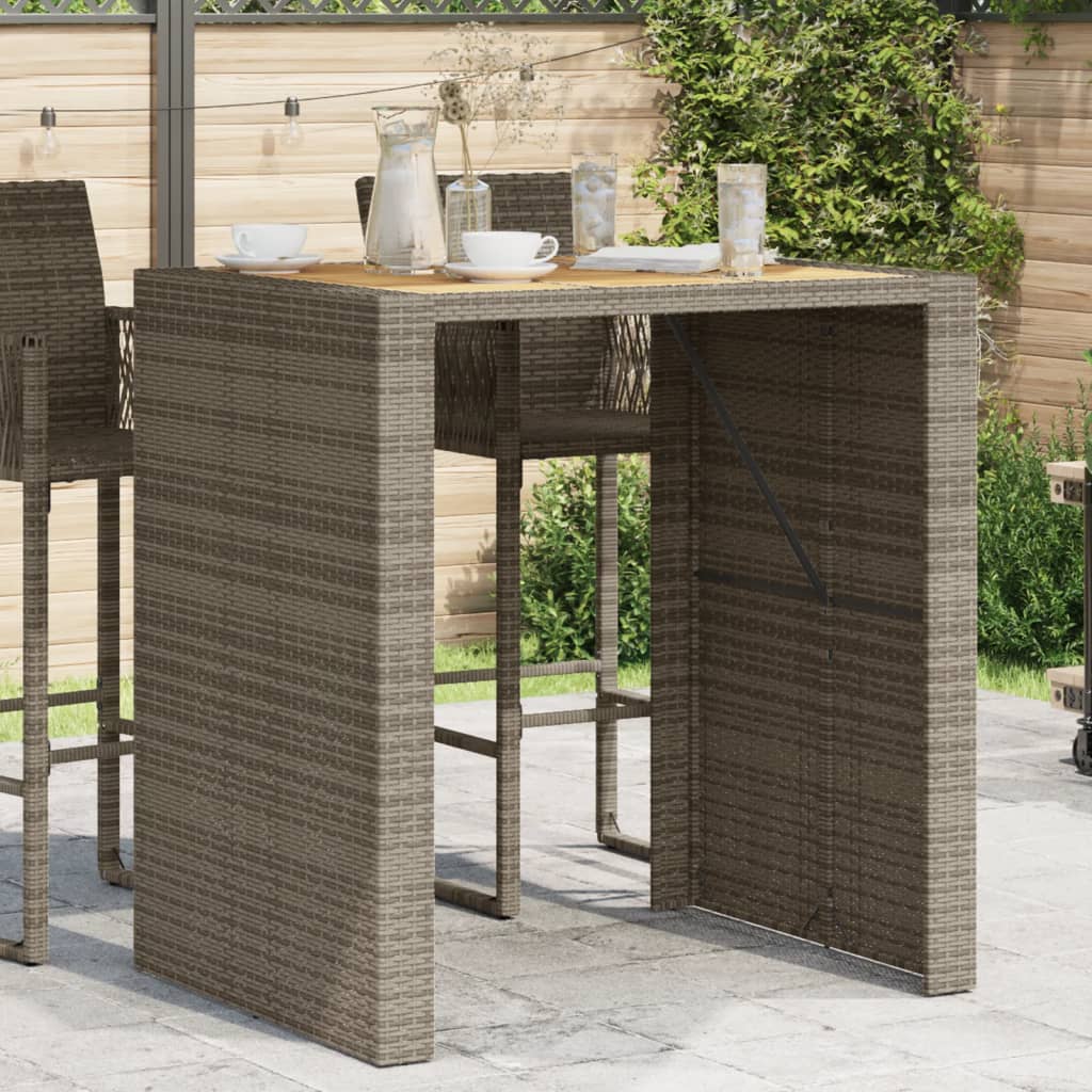 Tavolo Bar Da Giardino Piano In Acacia Polyrattan