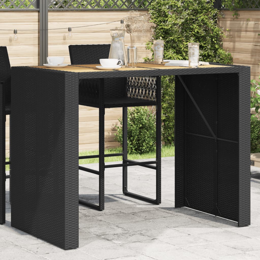 Tavolo Bar Da Giardino Piano In Acacia Polyrattan