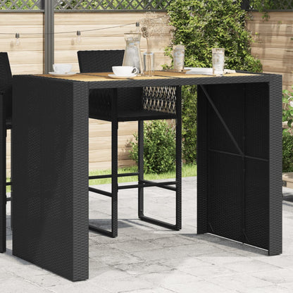 Tavolo Bar Da Giardino Piano In Acacia Polyrattan