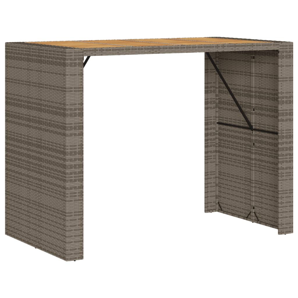 Tavolo Bar Da Giardino Piano In Acacia Polyrattan